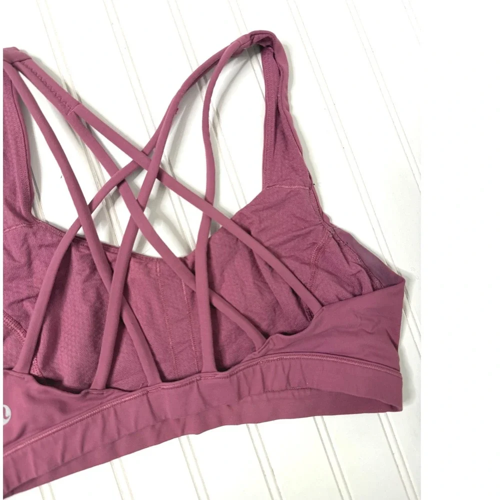 Lululemon Free To Be Serene Bra Deep Luxe Pink Strappy Back Size 6 - Picture 5 of 6